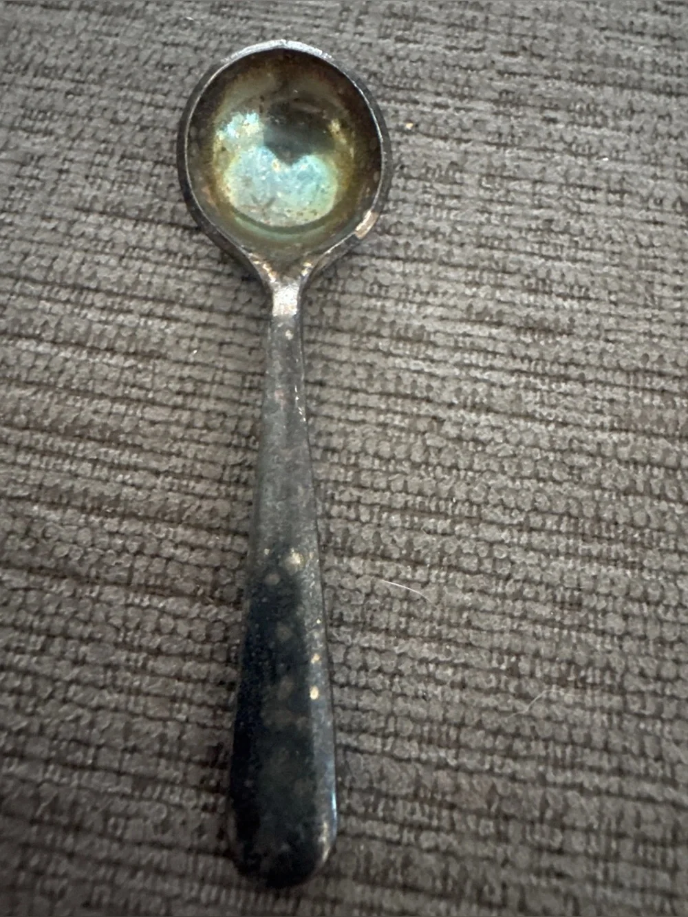 Antique Small Silverplate Salt Cellar Mustard Condiment Spoon